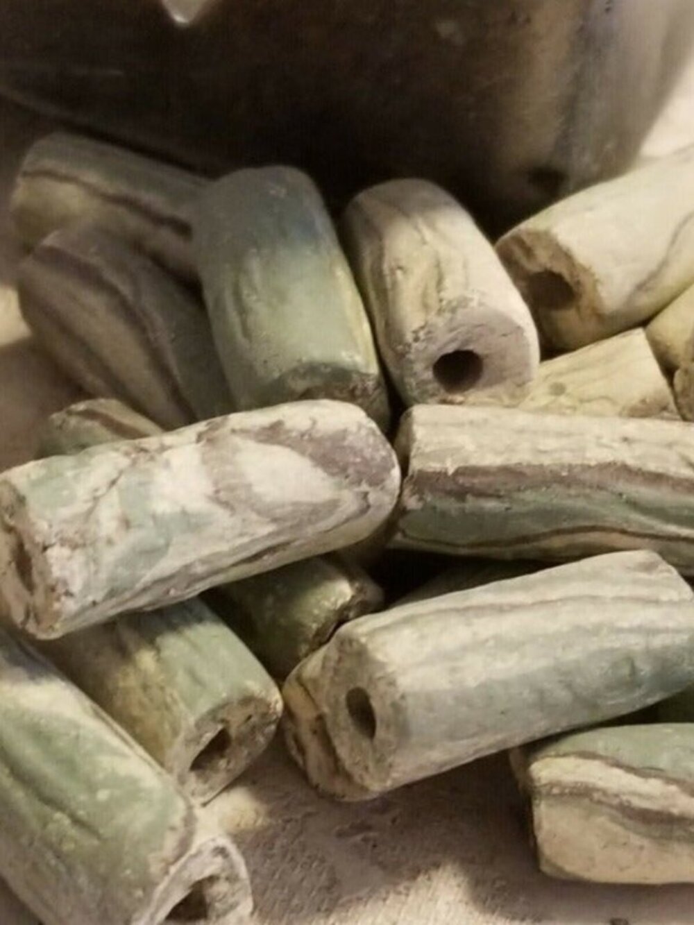 Handcrafted Terra Cotta OLD Clay Vintage South American Beads from Ecuador 5 pcs